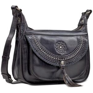 COPY - Patricia Nash Camila Italian Leather Crossbody Shoulder-Bag Smoke  ￼Zip …